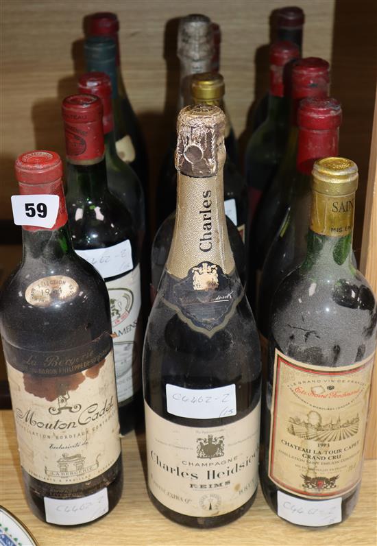 Fifteen assorted wines, champagnes including Heidsieck